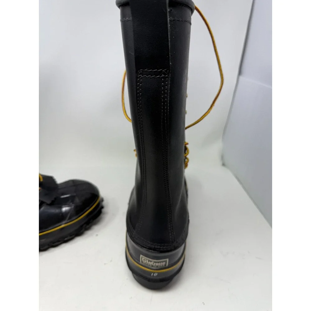 Hoffman LaCrosse Hunting Boots USA Made Size 10 Black Leather Rubber Waterproof